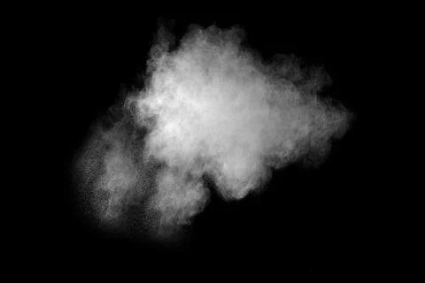 Abstract design of white powder cloud against dark background Stock Photos