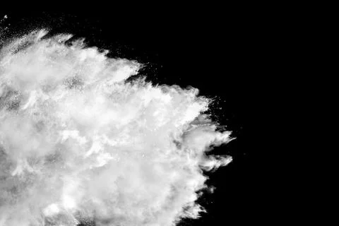 Abstract design of white powder cloud against dark background Stock Photos