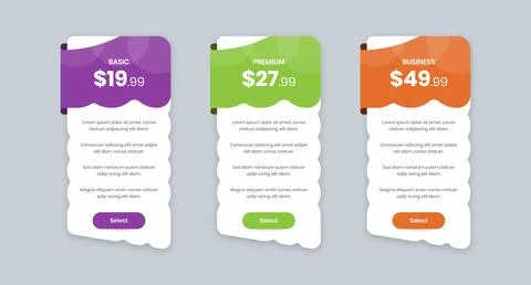 Abstract designed a minimalist pricing comparison web and mobile ui kit ele.. Stock Illustration