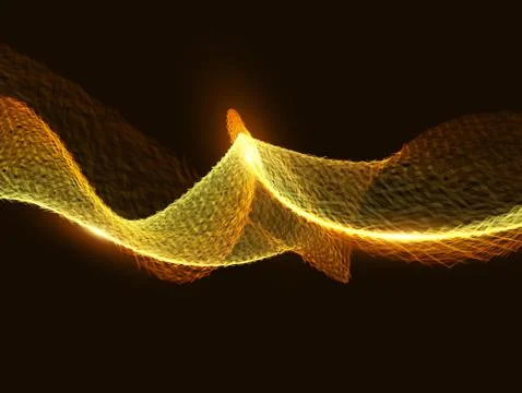 Abstract destroyed orange flame vector mesh on dark background. Futuristic te Stock Illustration