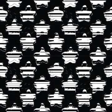 Abstract destroyed stars seamless pattern. Monochrome rough star shapes eleme Stock Illustration