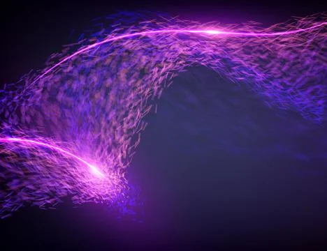Abstract destroyed violet flame vector mesh background. Futuristic technology Stock Illustration