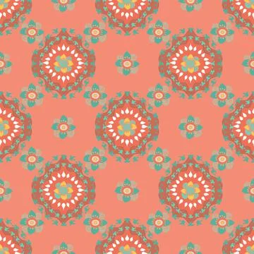 Abstract Detail Pattern In Rustic Peach And Green Stock Illustration