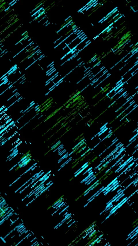 Abstract details of computer language, lines flowing on black background Stock Footage 289633363