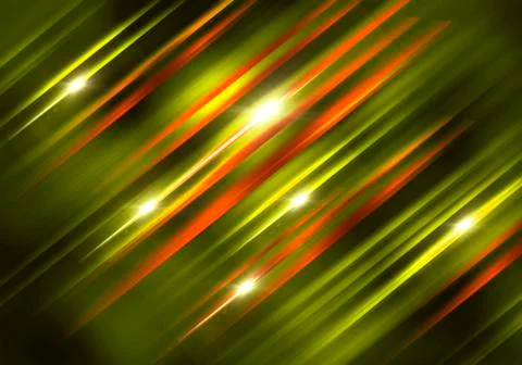 Abstract diagonal background green, orange, yellow on black Stock Illustration