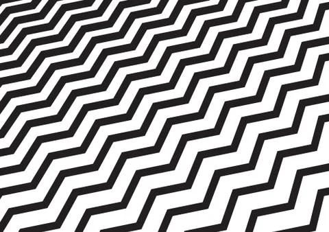 Abstract diagonal black chevron wave or wavy pattern on white background. Illustrazione stock