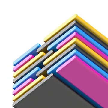 Abstract diagonal CMYK lines 3D Stock Illustration