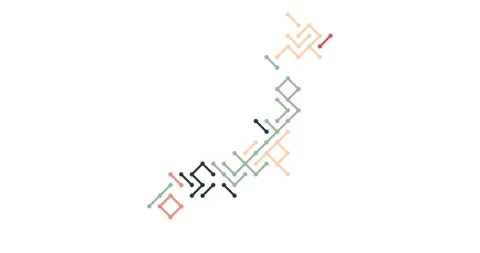 Abstract Diagonal Elements Assembling into Japan Map Shape Stock Footage 325910352