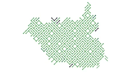 Abstract Diagonal Elements Assembling into South Sudan Map Shape Stock Footage 327170288