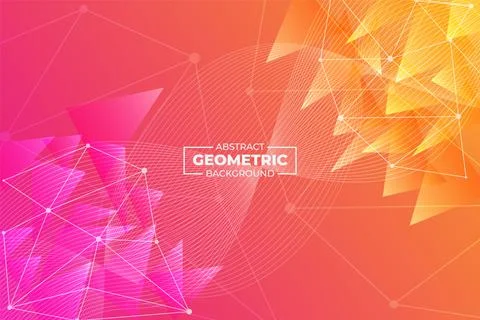 Abstract Diagonal Geometric Triangle and Wavy Line Background Pink Orange wit Illustrazione stock