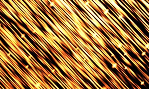 Abstract diagonal glowing light streaks on black background. straight gold lines Stock-Illustration