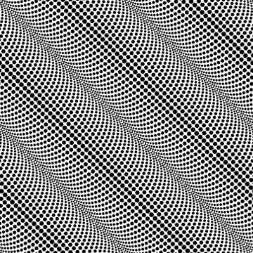 Abstract Diagonal Halftone Black and White Vector Seamless Patte Stock Illustration