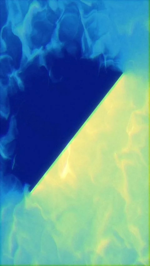 Abstract Diagonal Light Beam Casting Fluid Blue and Yellow Caustic Smoke Waves Stock Footage 341685462