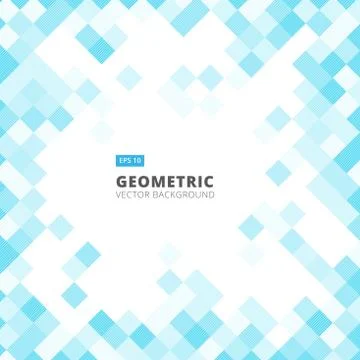 Abstract diagonal line art geometric square blue color pattern background wit Stock Illustration