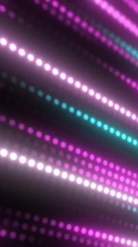 Abstract diagonal lines of glowing pink, white, and cyan dots on a dark bac.. Stock Illustration
