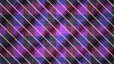 Abstract Diagonal Plaid Pattern with Vibrant Purple and Blue Hues. Stock Footage 333912188
