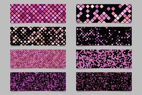 Abstract diagonal rounded square pattern banner background set イラスト素材