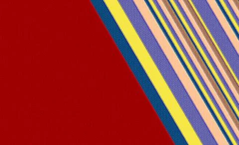 Abstract Diagonal Striped Fabric Texture With Bold Red Field And Colorful G.. イラスト素材