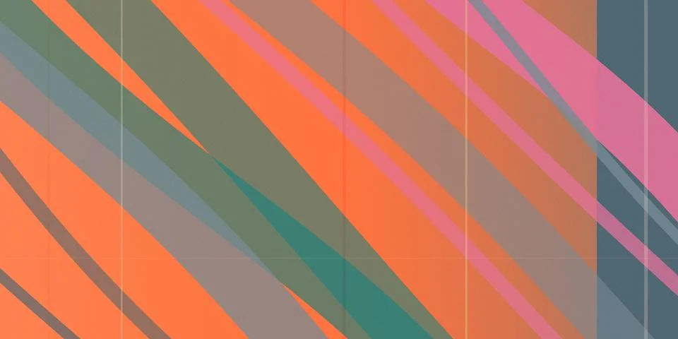 Abstract diagonal striped pattern in orange, pink, green and gray, creating.. Stock Illustration