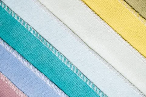 Abstract diagonal textile background multicolored stripes from factory Stock Photos