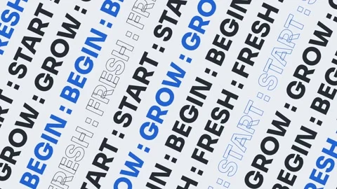 Abstract Diagonal Typography Motion Graphic with Start Grow Begin Fresh Stock Footage 344849685