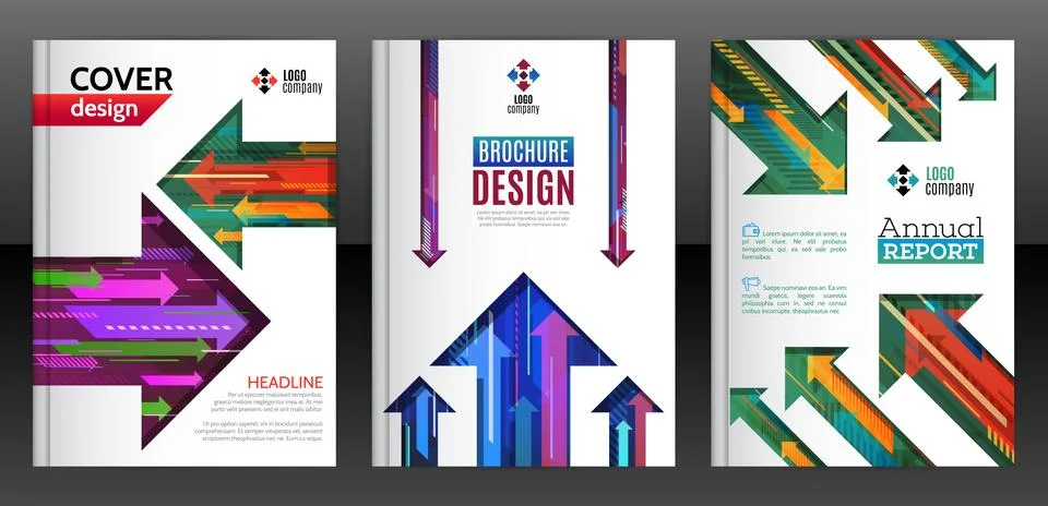 Abstract diagonal, vertical and horizontal colorful arrows. Stock Illustration