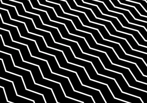 Abstract diagonal white chevron wave or wavy pattern on black background. Stock Illustration