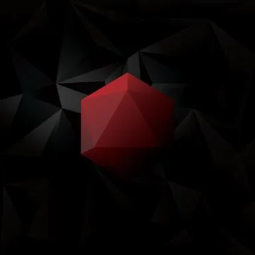 Abstract diamond 3d polygon symbol on black low poly vector background Stock Illustration