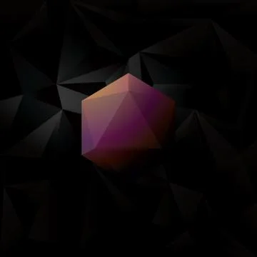 Abstract diamond 3d polygon symbol on black low poly vector background Stock Illustration
