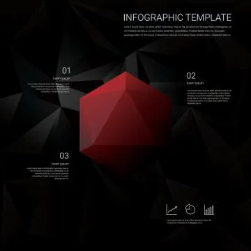 Abstract diamond 3d polygon symbol on black low poly vector background. Business イラスト素材