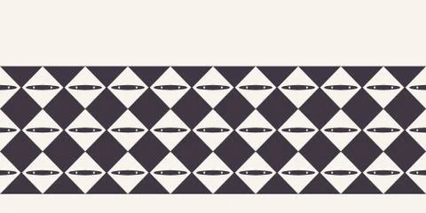 Abstract diamond checkerboard border background. Monochrome hand drawn texture Stock Illustration