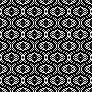 Abstract Diamond Geometric Pattern (Black, White) 스톡 일러스트