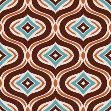 Abstract Diamond Geometric Pattern (Cream, Orange, Brown, Blue) Stock Illustration