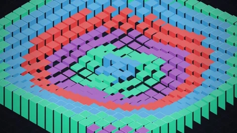 Abstract Diamond Grid Pattern with Colorful Blocks Rising and Falling Stock Footage 346661863