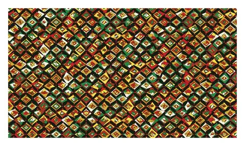 Abstract diamond pattern with vibrant ethnic colors on black background. イラスト素材