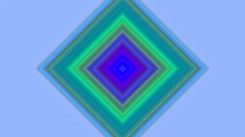 Abstract diamond shape pattern with concentric square layers in blue green .. Stock Illustration