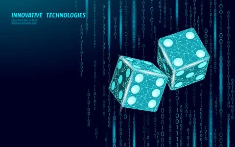 Abstract dice technology background. Geometric dice polygons digital numbers Illustrazione stock