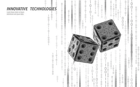 Abstract dice technology background. Geometric dice polygons digital numbers イラスト素材