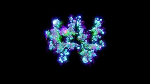 Abstract dichroic font - blue won sign on black bg イラスト素材