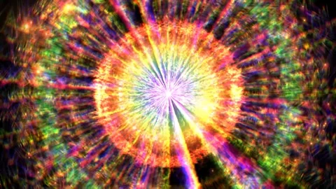 Abstract different colors particles rings emitting animation Stock Footage 262599745