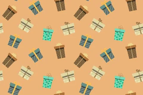 Abstract different gift box with snow flakes background. Stock Illustration