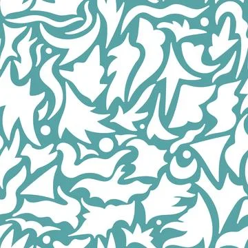 Abstract different hand drawn shapes seamless pattern. White shapes Stock Illustration