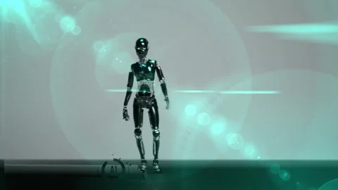 Abstract digital 3d animation with humanoid artificial intelligence robot. Video stock 280806775