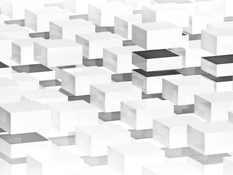 Abstract digital 3d background with white boxes pattern Illustrazione stock