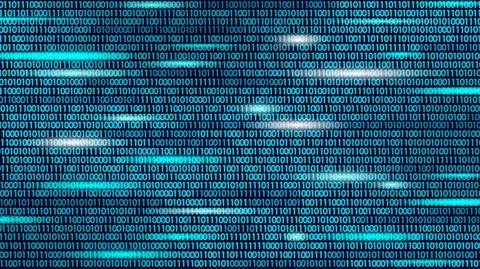 Abstract digital 3D blue background. Information code flow data analysis concept Stock Illustration