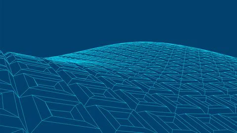Abstract digital 3D surface with geometric grid landscape and 3D square pattern Stock Illustration
