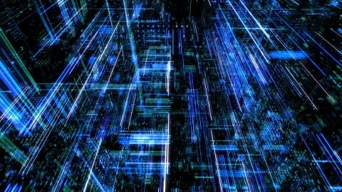 Abstract digital abstract virtual city. 库存插图