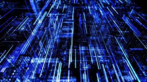 Abstract digital abstract virtual city. 库存插图