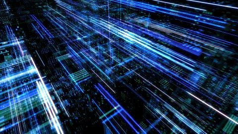 Abstract digital abstract virtual city. 库存插图