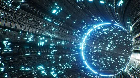 Abstract Digital Alien Spaceship Vj Tunnel Stock Illustration